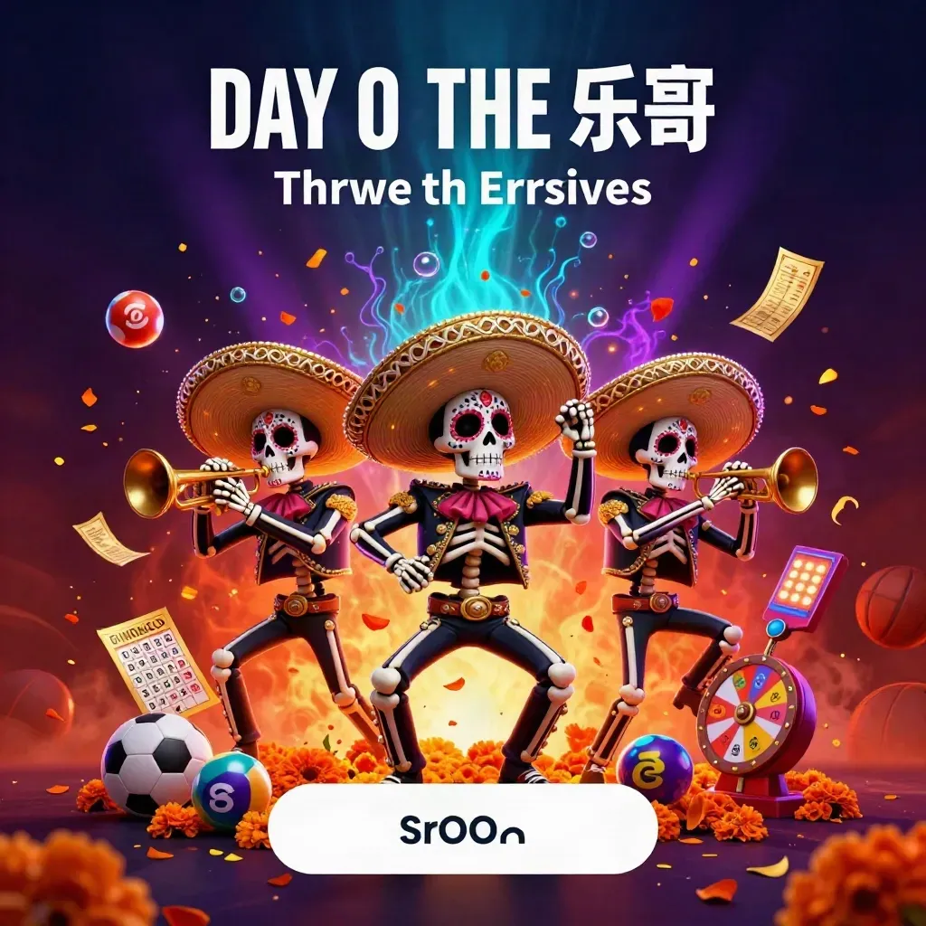 Three skeleton mariachi performers amid jackpot props, embers, and neon casino glow.